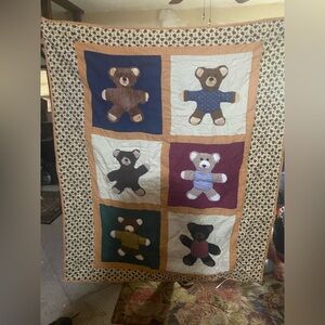Floral Quilt with Mustard and Black Accents